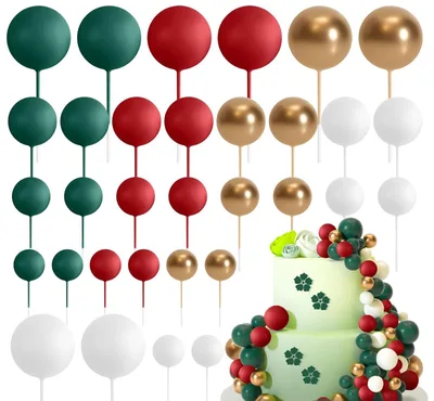 32 Pcsset Colorful Foam Ball Birthday Cake Decoration Multi style Plug in Green Hongjin White - Shop at LoveMi