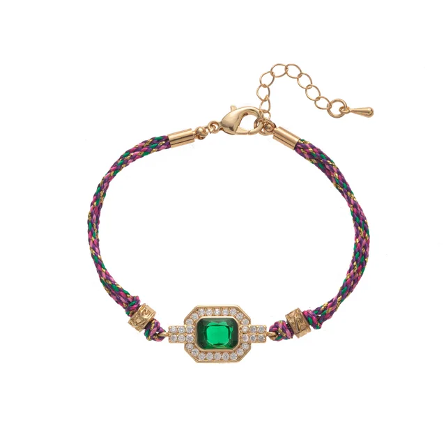 Bohemian Inlaid Zircon Bracelet Vintage Green With Diamond - Shop at LoveMi
