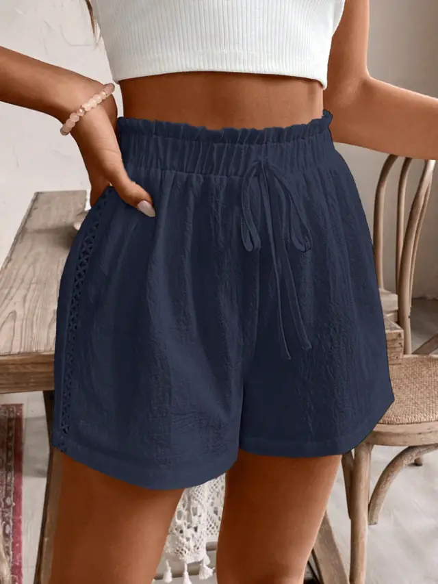 Solid Color Casual Shorts Summer Loose All matching Pants Dark Blue - Shop at LoveMi