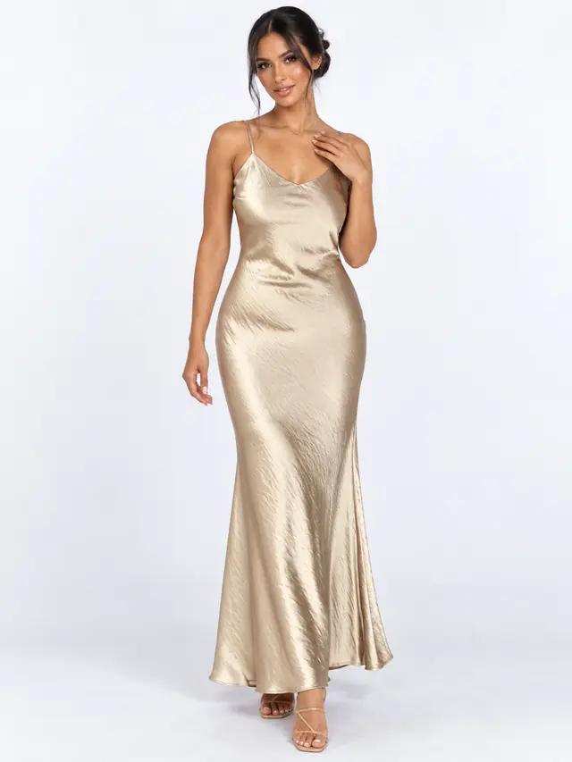 Waist Up Camisole Dress Plus Size Dress Champagne Gold - Shop at LoveMi