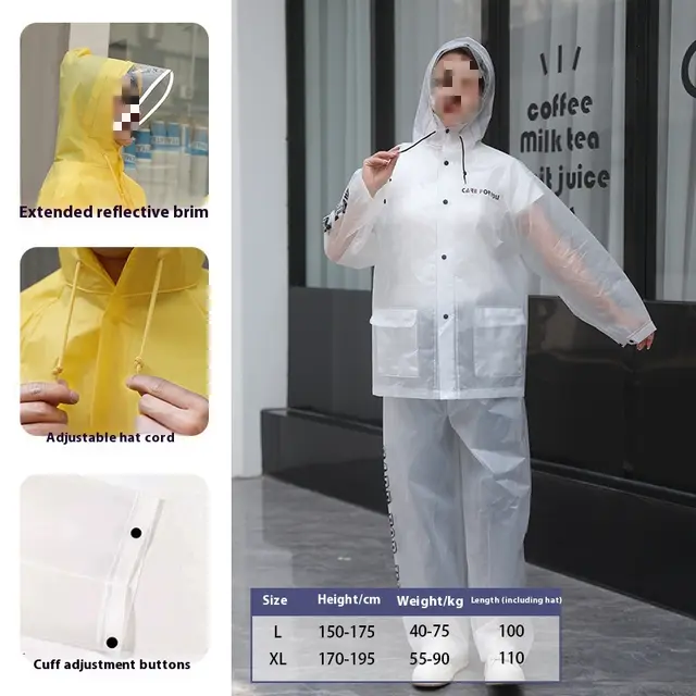 Walf Checks Fabric Rain Pants Raincoat Suit Split Waterproof Short Clear - Shop at LoveMi