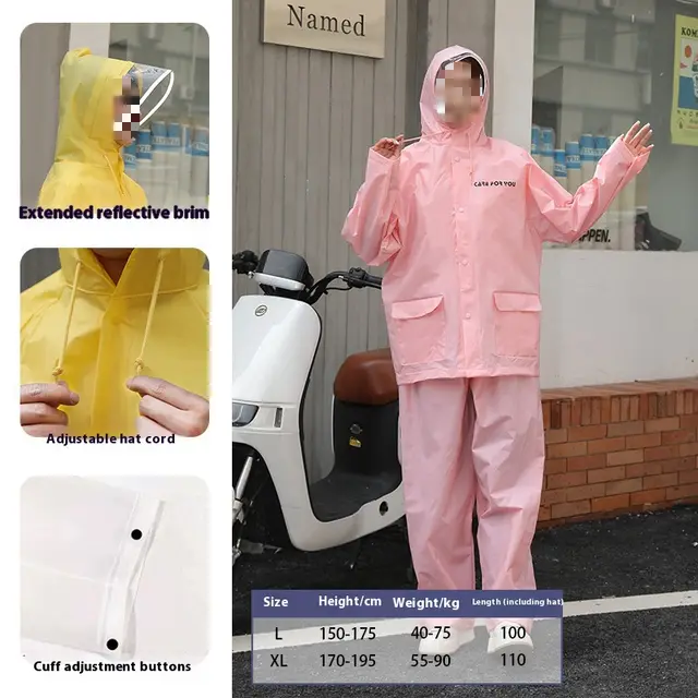 Walf Checks Fabric Rain Pants Raincoat Suit Split Waterproof Short Dream Pink - Shop at LoveMi