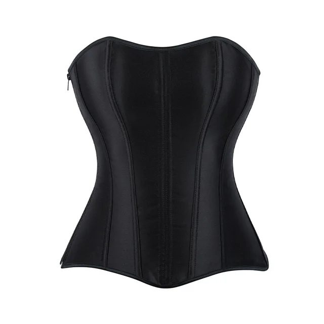Black Zipper Satin Body Waist controlled Top Black - Shop at LoveMi