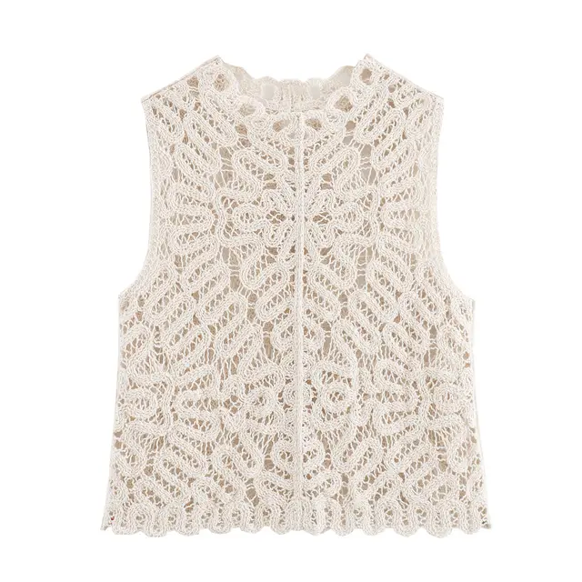 Summer Women's European And American Round Neck Crocheted Knitted Vest Skirt Suit Vest A02 - Shop at LoveMi