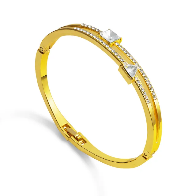 European And American Geometric Square Diamond Bracelet Gold - Shop at LoveMi