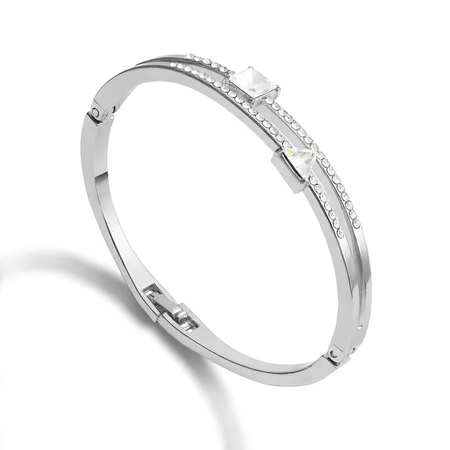 European And American Geometric Square Diamond Bracelet Platinum - Shop at LoveMi