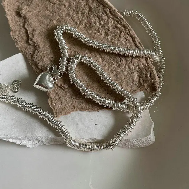 INS Style Niche Design Love Pendant Necklace Ring Beaded Clavicle Chain Xl0118 - Shop at LoveMi