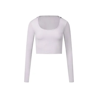 Autumn New Long Sleeve Nude Feel Fabric Sports Top White - Shop at LoveMi