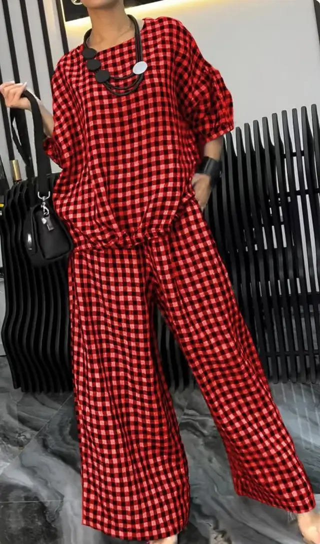 Women's Top Wide Leg Pants Suit Red - Shop at LoveMi