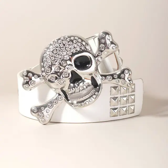 Rivet Belt Porous American Wide Belt White - Shop at LoveMi