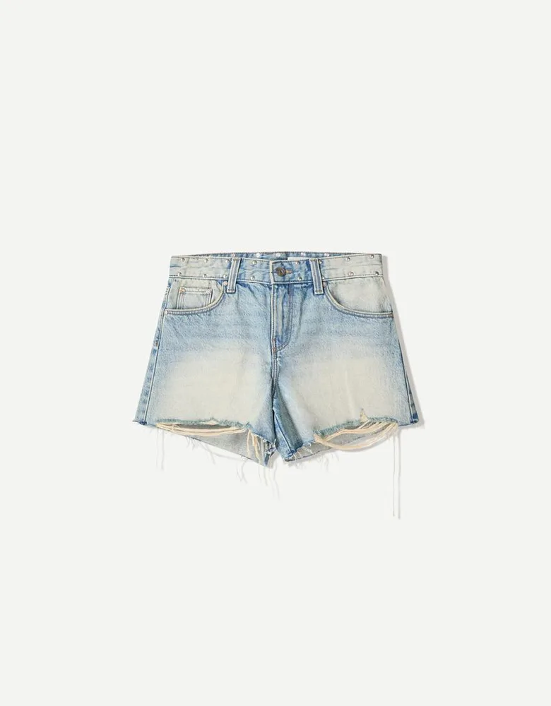 Summer New Women's Fashion Retro High Waist Denim Shorts - Blue