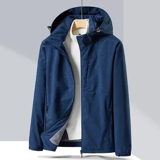 Couple Single-layer Jacket Windproof Sports Fleece-lined Padded Overalls - Camouflage Blue Men