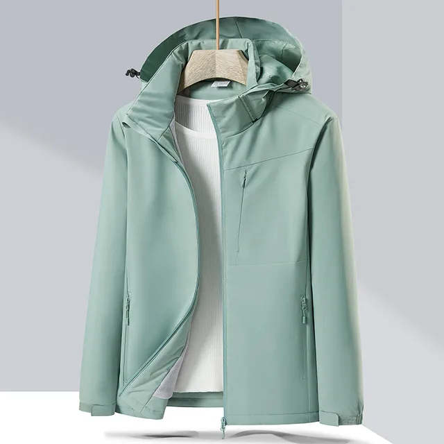 Couple Single layer Jacket Windproof Sports Fleece lined Padded Overalls Matcha Green Female - Shop at LoveMi