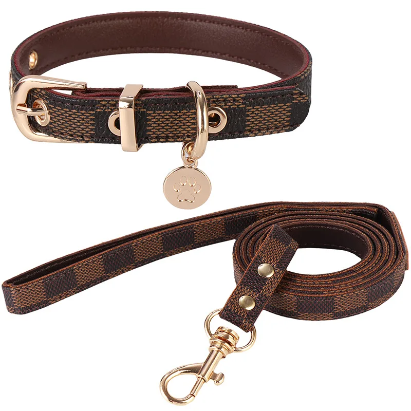 Hand Holding Rope Sets Of Leather Collars For Small Pets Coffee Square - Shop at LoveMi