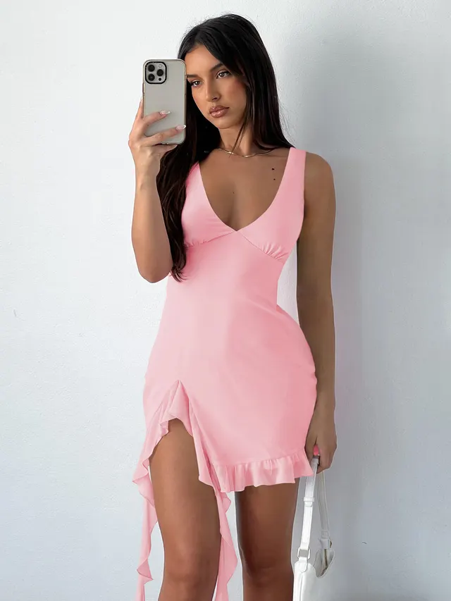 Pure Color Skirt Pure Desire Style European And American Women Light Pink - Shop at LoveMi