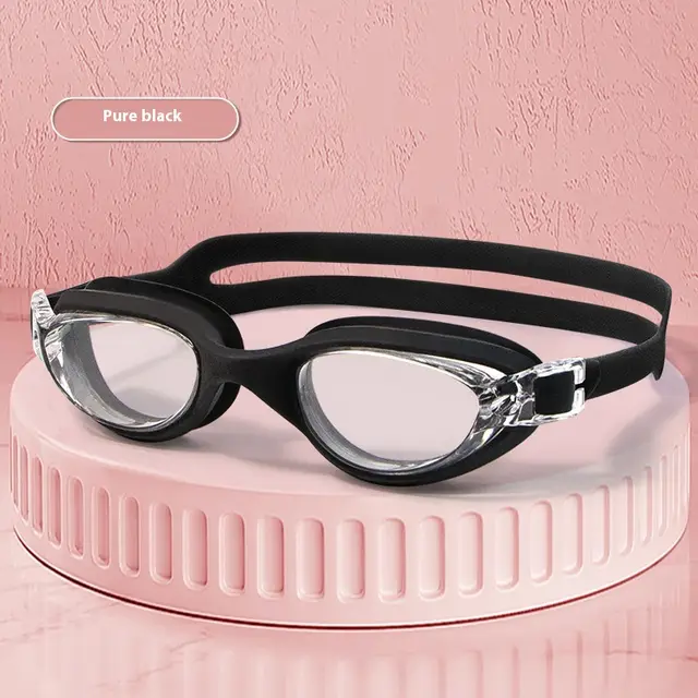 Plain Light Swimming Glasses HD Anti fog Waterproof Professional Comfortable Big Frame Not Tight 830Af Black - Shop at LoveMi
