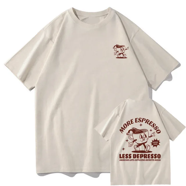 More Espresso Less Depression T shirt Ancient Pattern Men And Women Khaki - Shop at LoveMi