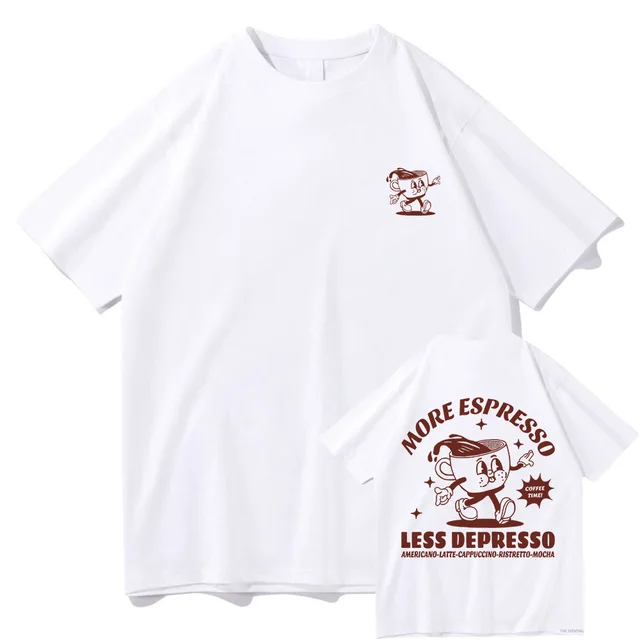 More Espresso Less Depression T shirt Ancient Pattern Men And Women White - Shop at LoveMi