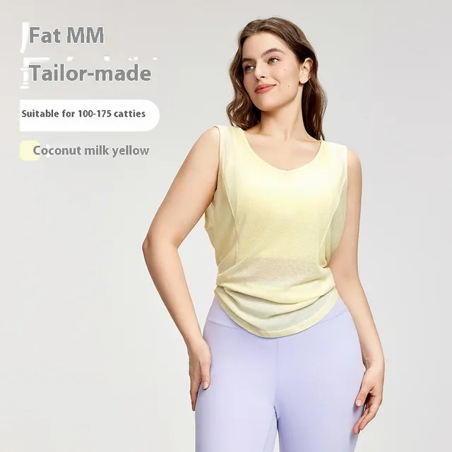 Yoga Clothes Blouse Solid Color Plus Size Women's Summer Coconut Milk Yellow - Shop at LoveMi