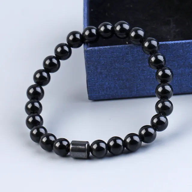 Black Stone Tiger Eye Bead Bracelet 6245H Light - Shop at LoveMi