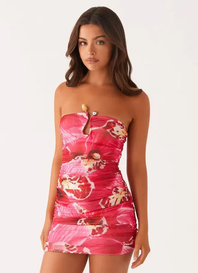 Slim fit Pleated Solid Color Sheath Jumpsuit Skirt Red - Shop at LoveMi