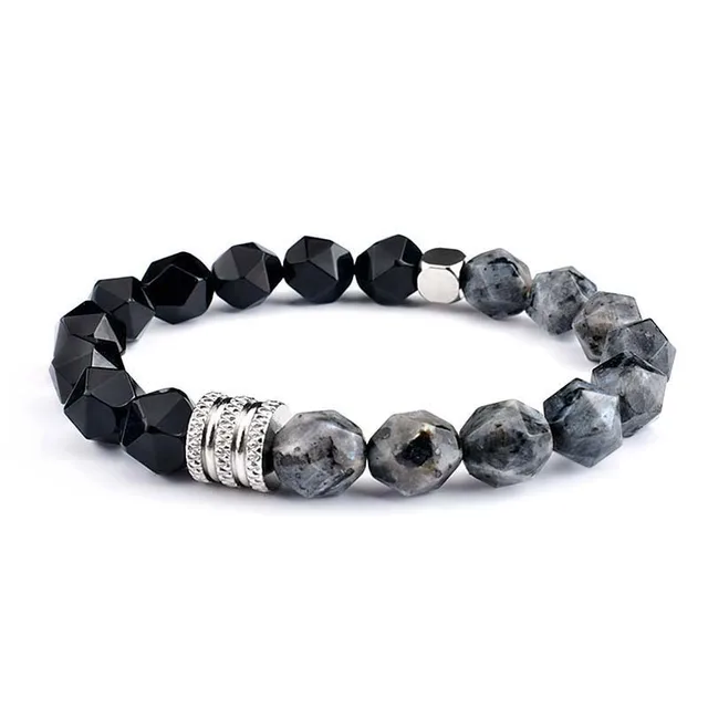 Stainless Steel Lucky Men's Beaded Bracelet 10Mm Black Flash Cut - Shop at LoveMi