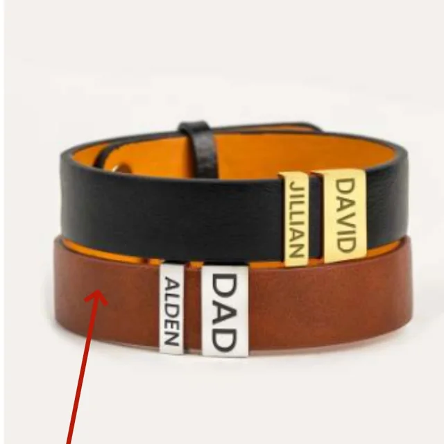 Simple Leather Stainless Steel Engraved Bracelet Brown - Shop at LoveMi