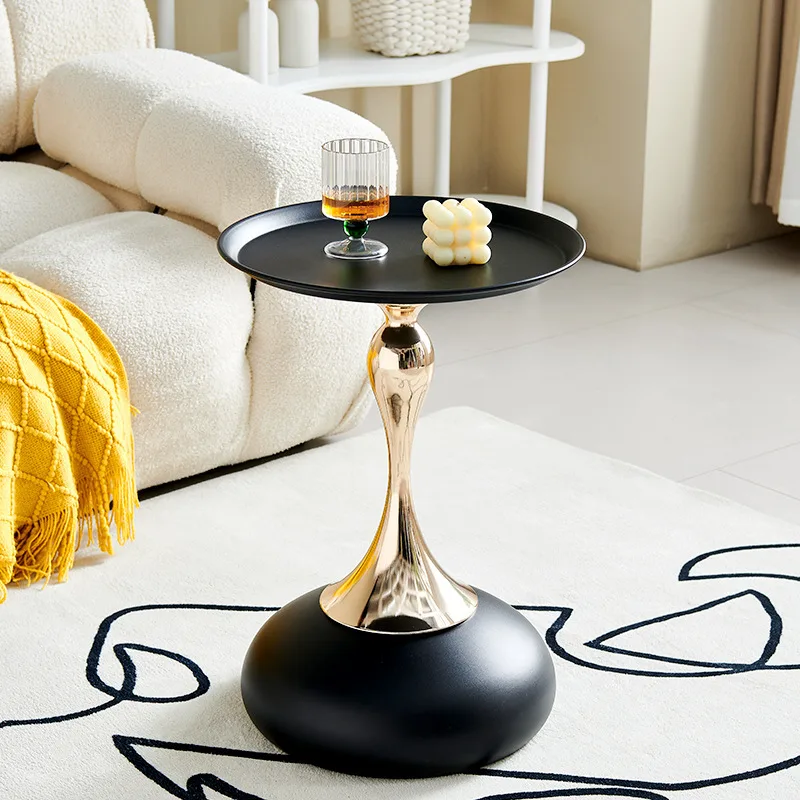 Iron Edge Small Apartment Coffee Table - Matte Black Electroplating