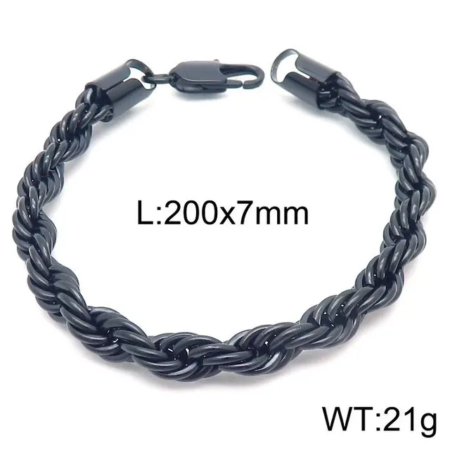 Fashion Simple Men's Japanese Buckle Hemp Flowers Chain Twisted String Chain Bracelet Black 7Mm - Shop at LoveMi