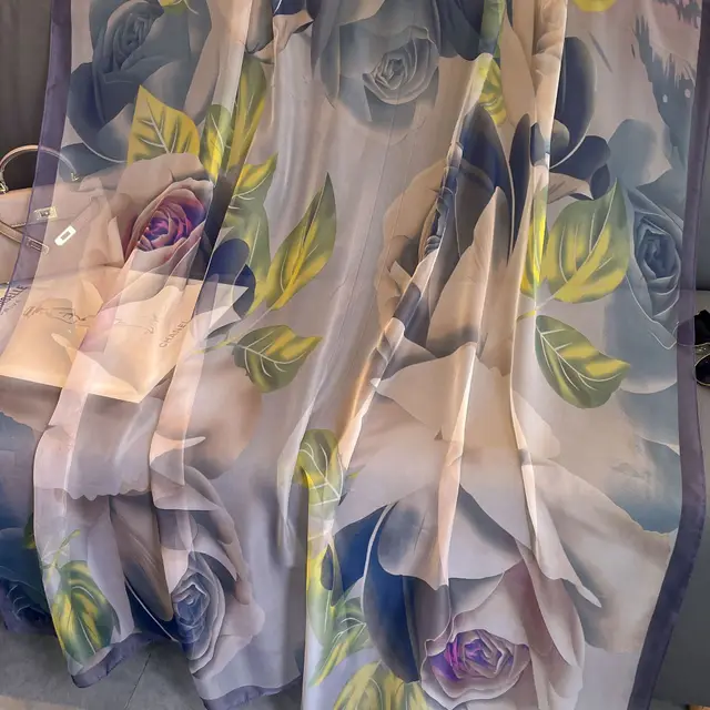 Light Luxury Artificial Silk Talma Yousoft Scarf Women's Large Size Pattern Commuter Colorful Rose - Shop at LoveMi