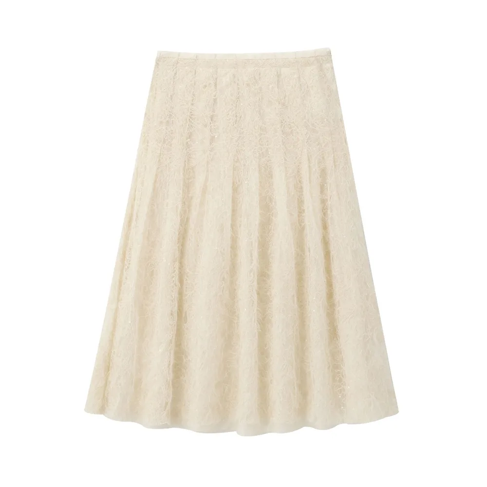 Transparent Organza Bowknot Decoration Short sleeved Sweater 6976 Lace Skirt - Shop at LoveMi