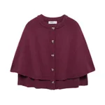 Round Neck Loose Slimming Solid Color Knitted Shawl - Red
