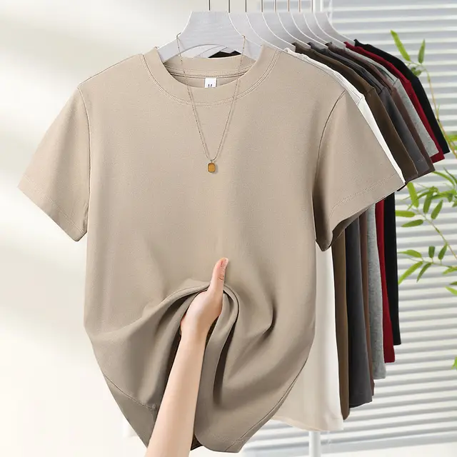 Women's All match Fashion Thread Short sleeved T shirt Khaki - Shop at LoveMi