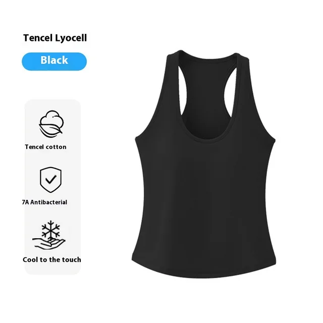 7A Antibacterial Lyocell Cool Feeling Padded Strap Vest Top Black - Shop at LoveMi