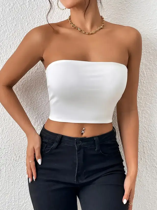 Sexy Navel Tube Top Strap Vest Outer Wear Tank top White - Shop at LoveMi