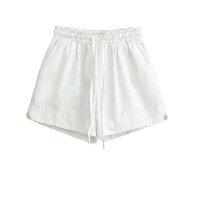 Summer Retro White High waist Loose Drawstring Shorts Women's Fashion Casual White - Shop at LoveMi