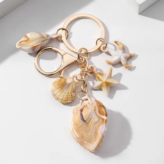 Simulation Shell Conch Starfish Five pointed Star Pendant Keychain Style 2 - Shop at LoveMi