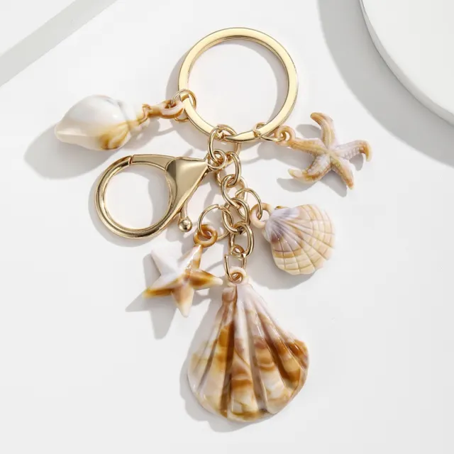 Simulation Shell Conch Starfish Five pointed Star Pendant Keychain Style 6 - Shop at LoveMi