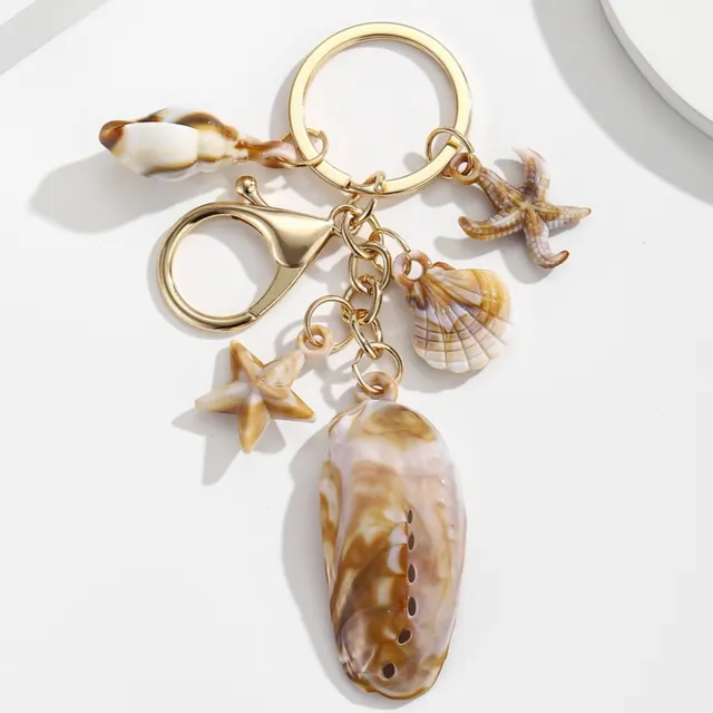 Simulation Shell Conch Starfish Five pointed Star Pendant Keychain Style 9 - Shop at LoveMi