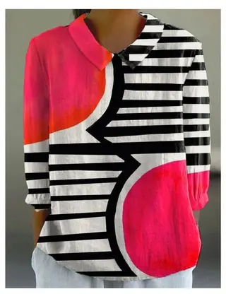 Women's Loose Casual Graffiti Printing Shirt - Style 1