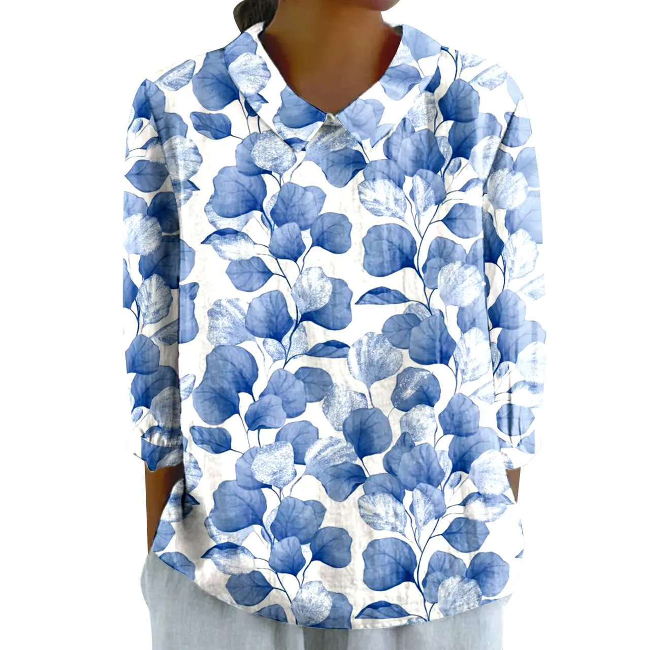 Women's Loose Casual Graffiti Printing Shirt - Xl2462Hyh6