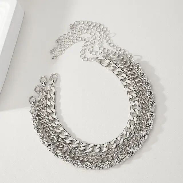 Vintage Hemp Flowers Chain Twin Bracelet Silver - Shop at LoveMi