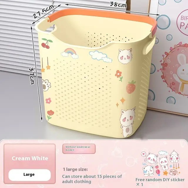 Bathroom Bathroom Laundry Basket Subnet Red Same Style Bath Clothes Basket Storage Bucket Large Cream White Sticker - Shop at LoveMi