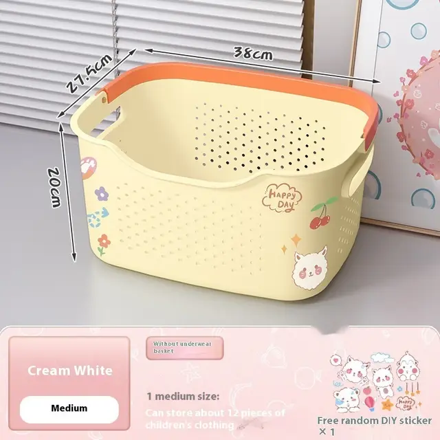 Bathroom Bathroom Laundry Basket Subnet Red Same Style Bath Clothes Basket Storage Bucket Medium Cream White Sticker - Shop at LoveMi
