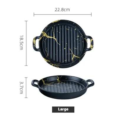 Creative Barbecue Melamine Binaural Western Cuisine Plate No. 9 7Inch Black Gold - Shop at LoveMi
