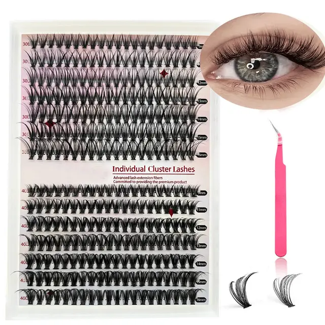 DIY Cluster Lashes Mixed Package False Eyelashes 30D And 40D Tweezers - Shop at LoveMi