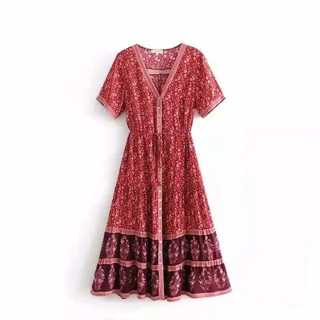 European And American Women's Clothing Dress Bohemian Style Red - Shop at LoveMi