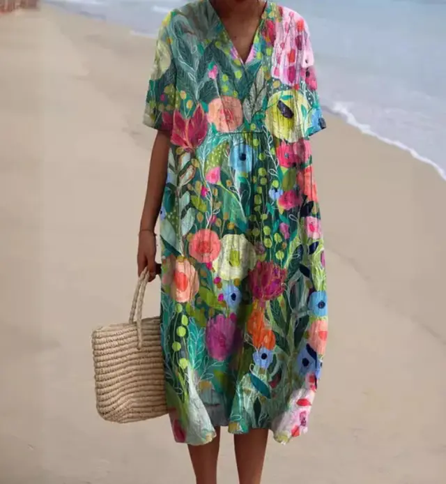 Casual Floral 3D Printing Women Dress Style L - Shop at LoveMi