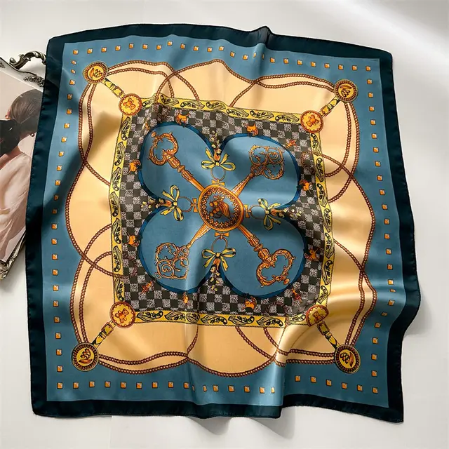 European And American Chain Scarf Printing Blue - Shop at LoveMi