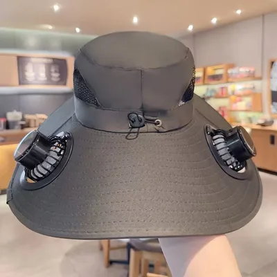 Solar Fan Hat Usb Rechargeable Fan UV Protection Green - Shop at LoveMi